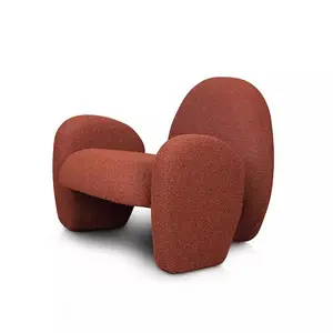 Nordic Designer Shaped Living Room Chair Caramel Single Person Sofa Chair Italian Style Quiet Style Lamb Plush Leisure Chair