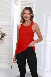 Femmes été sans manches débardeurs coupe ample tricoté tunique chemise brodé plume décoration col rond respirant avant Logo - Product Image 3