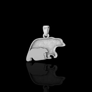 Componentes de Joyería Hechos a Mano con Engastes de Bisel para Colgante de Plata de Ley 925 con Baño de Oro Ecológico, Diseño de Oso Madre con Parte Trasera Sólida - Product Image 1