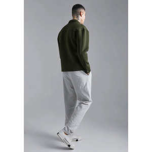 Chemises décontractées d'été pour hommes, respirantes, élastiques, manches longues, à boucle, à simple boutonnage, teintes en fil noir et blanc - Product Image 3