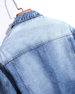 Nueva chaqueta vaquera con estampado láser a la moda para hombre, chaqueta vaquera informal de estilo callejero personalizada de algodón 100% para hombre - Product Image 3