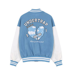 Vestes de baseball en polyester/coton avec logo personnalisé sur le devant Broderie Lettres Vintage Coupe-vent Veste universitaire pour hommes - Product Image 2