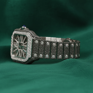 Montre de luxe squelette carrée glacée en moissanite VVS, verre saphir, automatique mécanique, acier inoxydable, cadeau unisexe - Product Image 3