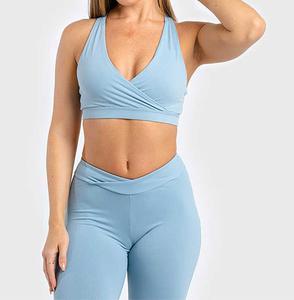 Nouvel ensemble de yoga décontracté en deux pièces pour femmes et hommes, en coton 100% respirant, soutien-gorge de sport et leggings - Product Image 1