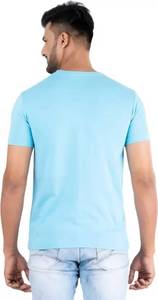 Azul cielo buena calidad sólido ajuste Regular cuello redondo Camiseta diseño personalizado buena calidad casual viste hombres camisetas - Product Image 5