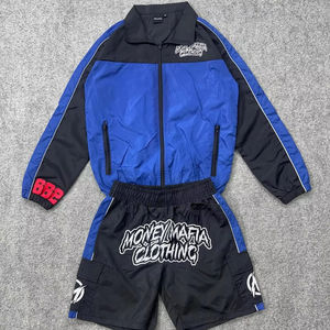 Logo personnalisé vêtements d'été pour hommes coupe-vent veste en nylon avec short ensemble 2 pièces logos brodés ensemble de short coupe-vent - Product Image 1