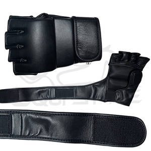 ถุงมือฝึกมวย MMA สีดำแบบครึ่งนิ้วถุงมือฝึกหนังแท้พิมพ์ลายได้ตามต้องการ - Product Image 4