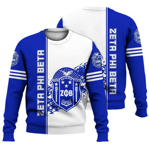 Sweat-shirt à col rond bleu Zeta Phi Beta Sorority 1920 pour femmes, vêtements grecs brodés, service OEM personnalisé - Product Image 3