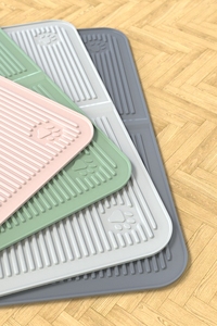 Grand tapis pliable en silicone de 40x60 cm pour le piégeage de litière verte, imperméable et antidérapant, tapis de bol pour chien et chat lavable - Product Image 4
