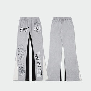 กางเกงสเวตเตอร์ของผู้ชายพิมพ์ลาย OEM ดีไซน์ให้ซักได้สูงพร้อมกระเป๋าหลายใบกางเกงขาบานผ้าฝ้าย100% - Product Image 1