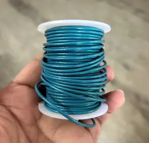 Turquoise color round leather cord 2mm for jewelry making decorative laces wholesale wire
