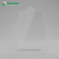 Trofeo Deportivo Acrílico Pulido y Duradero Modelo-20 Elite Shield de Mukesh Enterprise, Grabado con Letras Impresas en Letterpress, Elegante y Transparente