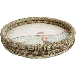 Plateau de service exquis en nacre avec jonc de mer pour la décoration - Product Image 4
