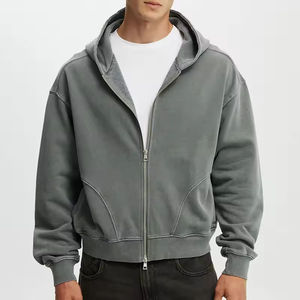 Wholesale Hoodie Manufacture High Quality Embossed Distressed Full <b>Zip</b> <b>up</b> Cropped Hoodie <b>Mens</b> Hoodies Sweatshirts - Product Image 4