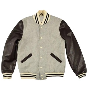 Bomber de baseball de printemps personnalisée pour hommes, vestes universitaires pour hommes, nouvelles manches en cuir PU de laine, veste de baseball universitaire pour hommes - Product Image 1