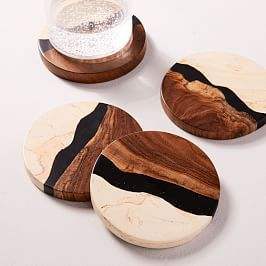 DEIVEN Resin Walnut <b>Wood</b> <b>Coasters</b> for Home Deco Epoxy Resin Wooden <b>Coaster</b> Custom Luxury <b>Coaster</b> for Drink - Product Image 2