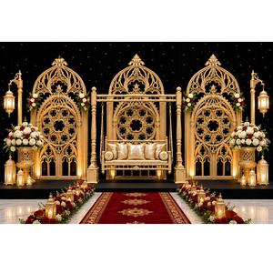 Victorian Style Black Gold Theme <b>Frames</b> for Reception Stage, Luxury <b>Wedding</b> & Event Decor Manufacturer Exporter Wholesale Prices - Product Image 1