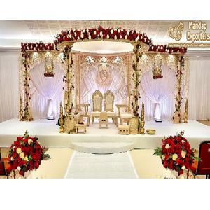Idées de décoration de mandap de mariage en bois de style rustique, les plus populaires, achat de mandaps de mariage en bois ronds auprès des fabricants, vente à Glasgow - Product Image 1