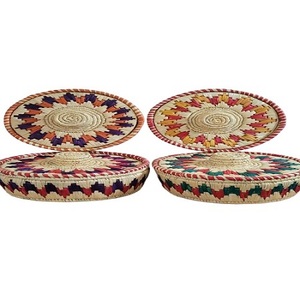 Prix usine Moonj Grss tissé panier de rangement avec couvercles écologique multicolore naturel Moonj herbe panier avec couvercle pour la maison - Product Image 1