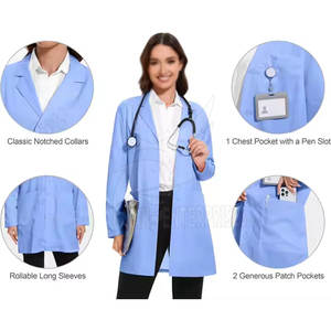 Logo personnalisé OEM blouse d'hôpital blanche à manches longues uniforme de laboratoire du fournisseur médical pour hommes et femmes vêtements de médecin - Product Image 2