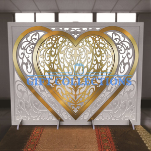 Marcos de escenario dorados deslumbrantes para bodas, decoración de eventos de escenario de recepción, telón de fondo de boda, paneles dorados, flores decorativas - Product Image 2