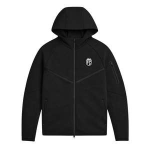 Ensemble de survêtement pour homme, veste à capuche zippée et pantalon de jogging en polaire technique, noir, vêtements de sport pour l'entraînement - Product Image 3