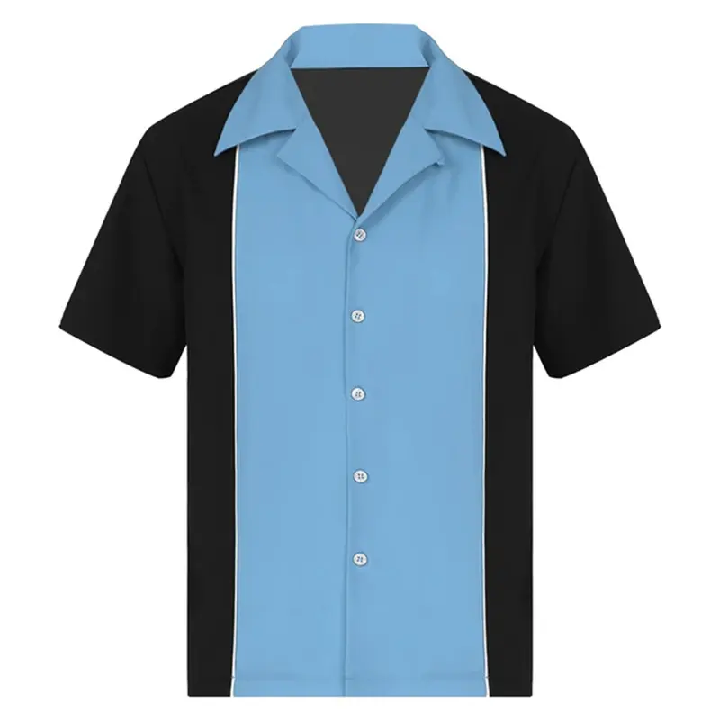 남성용 반소매 버튼 다운 볼링 셔츠 빈티지 프린트 버튼 업 볼링 셔츠 맞춤 제작 승화 볼링 셔츠