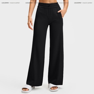 กางเกงโยคะขากว้างเอวสูงมีโครงระบายเหงื่อสำหรับผู้หญิงกางเกงออกกำลังกายขาตรงแบบหลวมยืดได้สี่ทิศทางสำหรับฤดูใบไม้ผลิ - Product Image 5