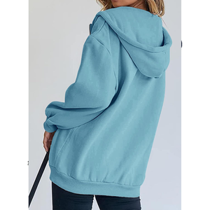 OEM Personnalisable Zipper Hoodie Hoodie Femmes Goutte D'épaule Kangourou Poches Zipper Hoodie pour les Femmes - Product Image 2