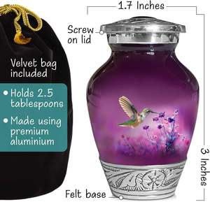 Handcrafted Purple Metal <b>Keepsake</b> Urn Custom Size Memorial Decorative <b>Ashes</b> Vase <b>for</b> Adults <b>for</b> Women Men's Funeral Memorial - Product Image 2