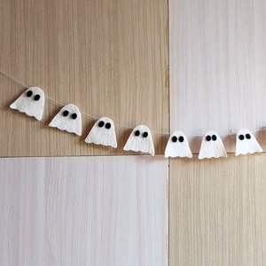 Handmade felt Garland Artisan Handmade Wool White ghost Garland <b>Halloween</b> Felt Garland felt Handmade - Product Image 4