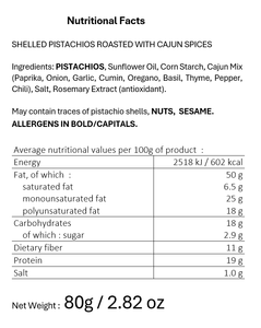 Pistachos Secos Tostados Artesanales Franceses Finuts con Especias Cajun, Alta Calidad, Paquete de 80g, Sin Aceite de Palma, Sin Aditivos, Sabor Intenso - Product Image 3