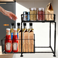 Meuble de rangement vertical pliable en métal à double niveau, organisateur d'évier avec tiroir coulissant, gain de place, type autoportant, moderne