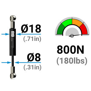 Ressort à gaz de compression en acier certifié ISO de 80 mm Poussoir à gaz de levage de 245 mm pour l'industrie des véhicules de défense Course de 80 mm - Product Image 2
