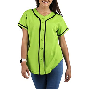 Camiseta personalizada de béisbol de calidad superior para mujer, camiseta de manga corta con botones, ropa deportiva de poliéster transpirable de secado rápido - Product Image 6