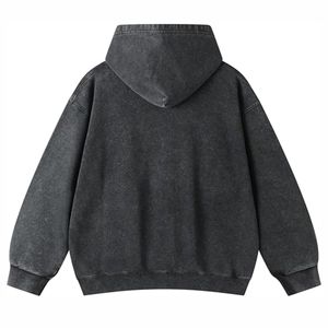 Jersey pesado para hombre, sudaderas con capucha de lana mezclada de algodón lavado ácido de alta calidad, bordado sólido para invierno - Product Image 2