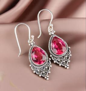 ต่างหูทัวร์มาลีนสีชมพู ชุบทอง เงินสเตอร์ลิง น่ารัก ทำด้วยมือ ของขวัญเครื่องประดับสำหรับผู้หญิง สง่างาม ไม่ซ้ำใคร สำหรับงานฉลองครบรอบ - Product Image 2