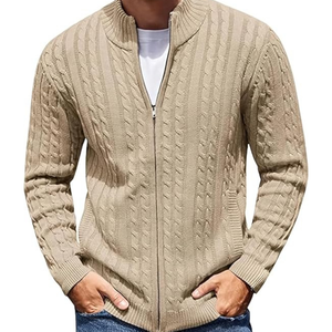 Suéter de punto para hombre 100% algodón orgánico logotipo frontal fino OEM personalizado a granel suministro de fábrica al por mayor - Product Image 4