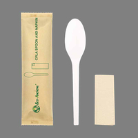 Ensemble de couverts CPLA de 6 pouces de couleur naturelle, jetables et compostables, fourchette, cuillère, couteau pour la restauration