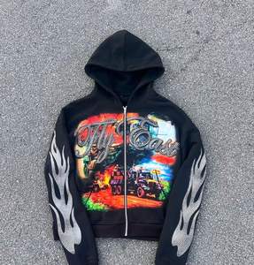 เสื้อฮู้ดดี้ผ้าฟลีซกันหนาวแบบโอเวอร์ไซส์ สไตล์สตรีทแวร์ ผ้าคอตตอนผสมสแปนเด็กซ์ ปักลาย ปักคริสตัล พิมพ์ลาย แห้งเร็ว ไม่ยับ ผลิตตามแบบ ODM - Product Image 5