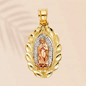 Haute qualité trois tons plaqué cuivre alliage coeur forme mère marie pendentif à breloque étanche bijoux de mode pour femmes hommes - Product Image 4