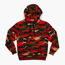 Sudadera con Capucha para Hombre, Invierno, Clásica, Roja, con Estampado de Camuflaje, Capucha con Cordón, Felpa Francesa, 100% Algodón, Cortavientos, Corte Holgado - Product Image 5