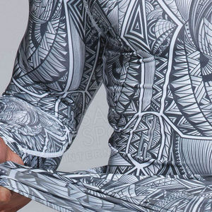 เสื้อรัดกล้ามเนื้อคุณภาพสูง แขนยาว พิมพ์ลายแบบซับลิเมชั่นตามสั่ง ผ้าสแปนเด็กซ์/ไนลอน แห้งเร็ว เหมาะสำหรับออกกำลังกายในยิม ฝึกซ้อม MMA มวย ยิวยิตสู - Product Image 3