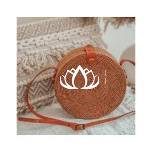 กระเป๋าหวายทรงกลมที่ไม่ซ้ำใครเป็นมิตรกับสิ่งแวดล้อม2024แฟชั่นใหม่สำหรับผู้หญิงดอกบัวสีน้ำเงินจากเวียดนาม - Product Image 1