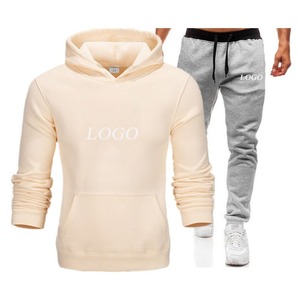 Men's Cotton Cropped Boxy Zip Hoodie Flared Sweatpants <b>Set</b> Custom Logo Winter Maternity <b>Sweat</b> Suits Wholesale - Product Image 3