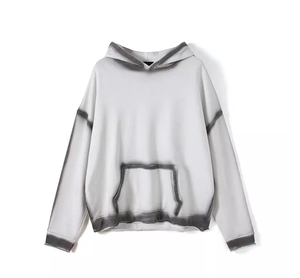 Men's Hip Hop Two Tone Tie Dye Hoodie Distressed Raw Cut Drop Shoulder <b>Bleach</b> Hoodies with Embroidered Logo XS Size for Winter - Product Image 5
