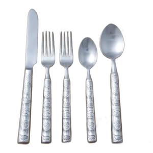 Juego de cubiertos de acero inoxidable con acabado Chapado en Color plateado y mango de madera pura de 5 cucharas, tenedores, cuchillos, cubiertos para uso en fiestas en casa - Product Image 5