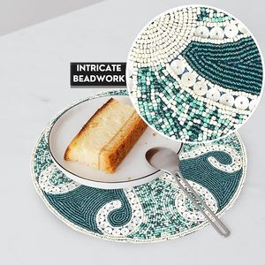 Mantel Individual con cuentas hecho a mano para decoración de mesa de hotel y restaurante Royal Look para regalos, disponible para compra individual o a granel - Product Image 6