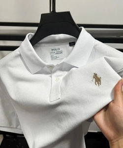 Polo de manga corta de calidad superior para hombre 2025, tela de punto con bordado personalizado, camiseta Polo con patrón sólido - Product Image 5