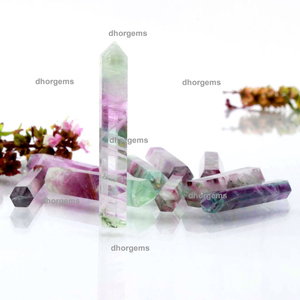 Torre de Cristal de Fluorita Arcoíris, Punta Doble Terminada, Varita de Gema Natural, Puntas de Fluorita Pulidas, Piedras Curativas a Granel - Product Image 5